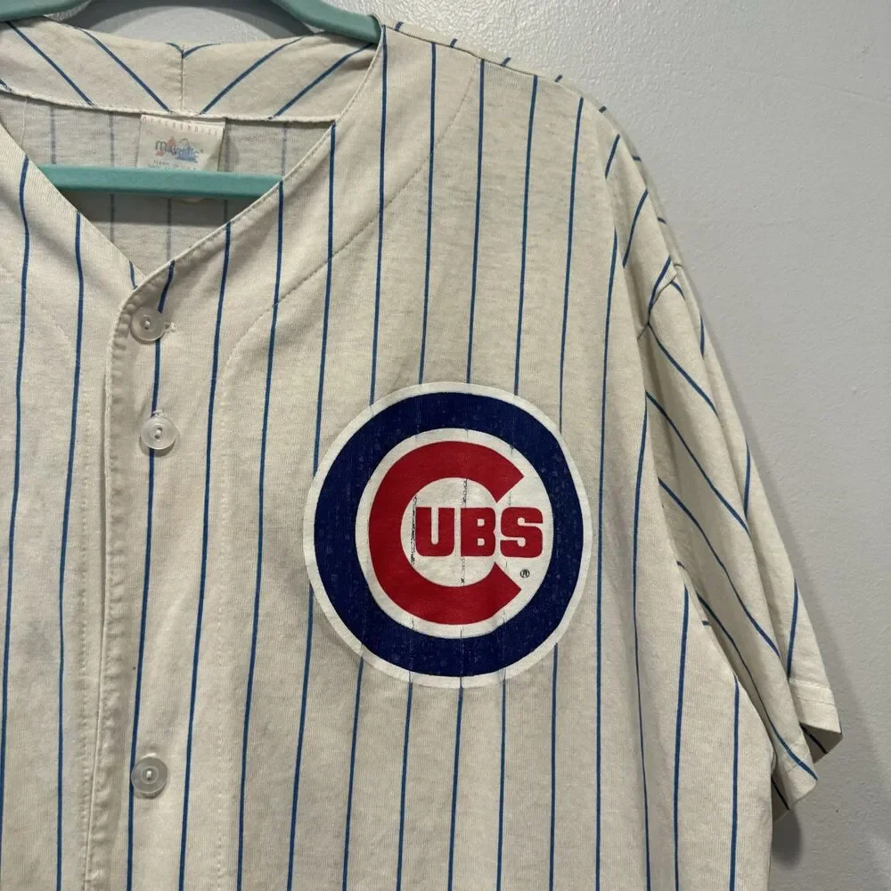 Vintage Majestic Chicago Cubs 90s Blank Pinstripe Baseball Jersey Mens sz XL - Picture 2 of 10